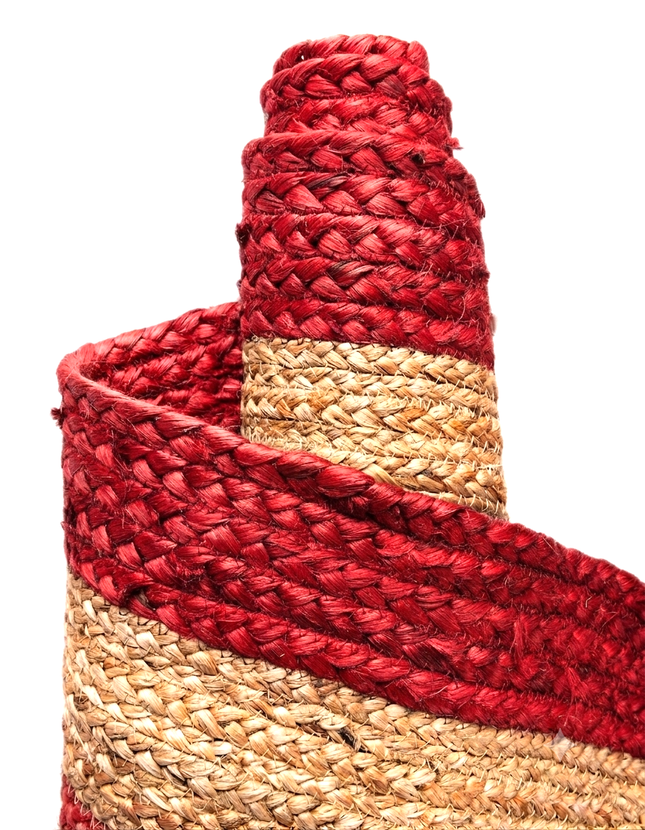 Modern Red Braided Jute Area Rug Modern Red and Natural Braided Jute Rug for Farmhouse Home Decor