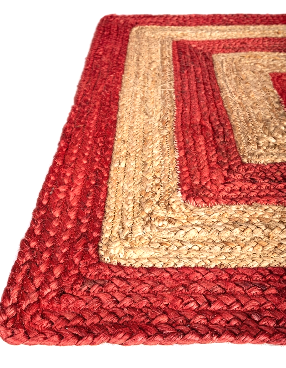Premium Red Natural Jute Floor Rug Premium Handmade Red and Natural Jute Area Rug for Home Decor