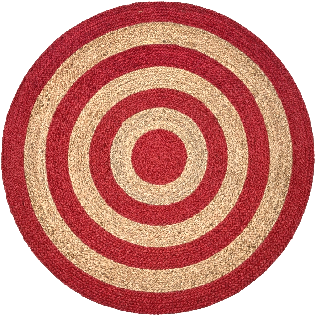Handmade Round Red & Natural Jute Rug Round Red and Natural Jute Braided Area Rug Handmade Floor Carpet