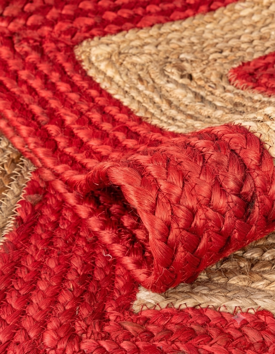 Premium Red Natural Oval Jute Floor Rug Premium Handmade Red Natural Oval Jute Floor Rug for Home Decor
