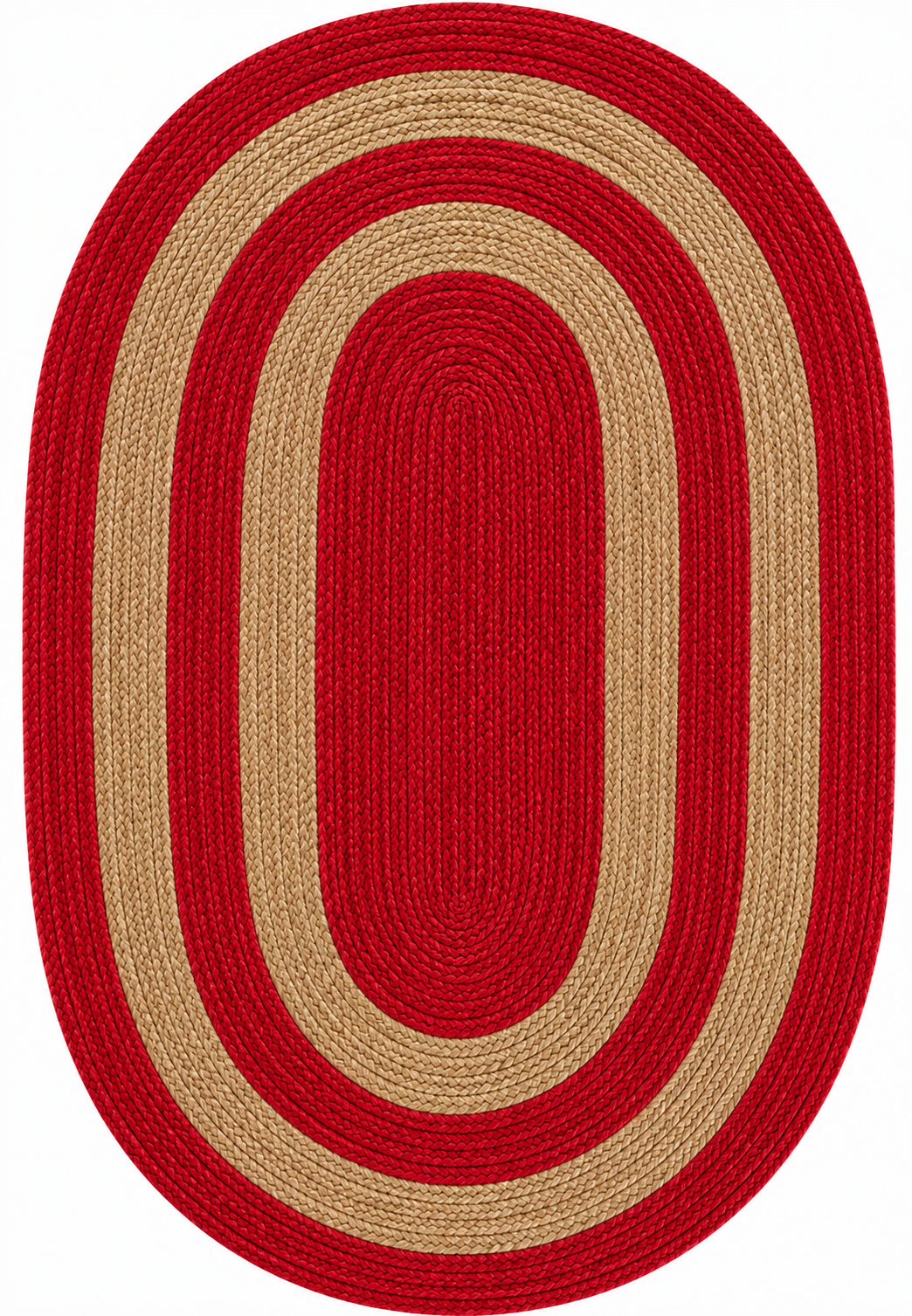 Red Oval Shape Area Rug